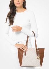 Michael Kors Charlotte Large Logo and Leather Top-Zip Tote Bag