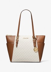 Michael Kors Charlotte Large Logo and Leather Top-Zip Tote Bag