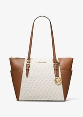 Michael Kors Charlotte Large Logo and Leather Top-Zip Tote Bag