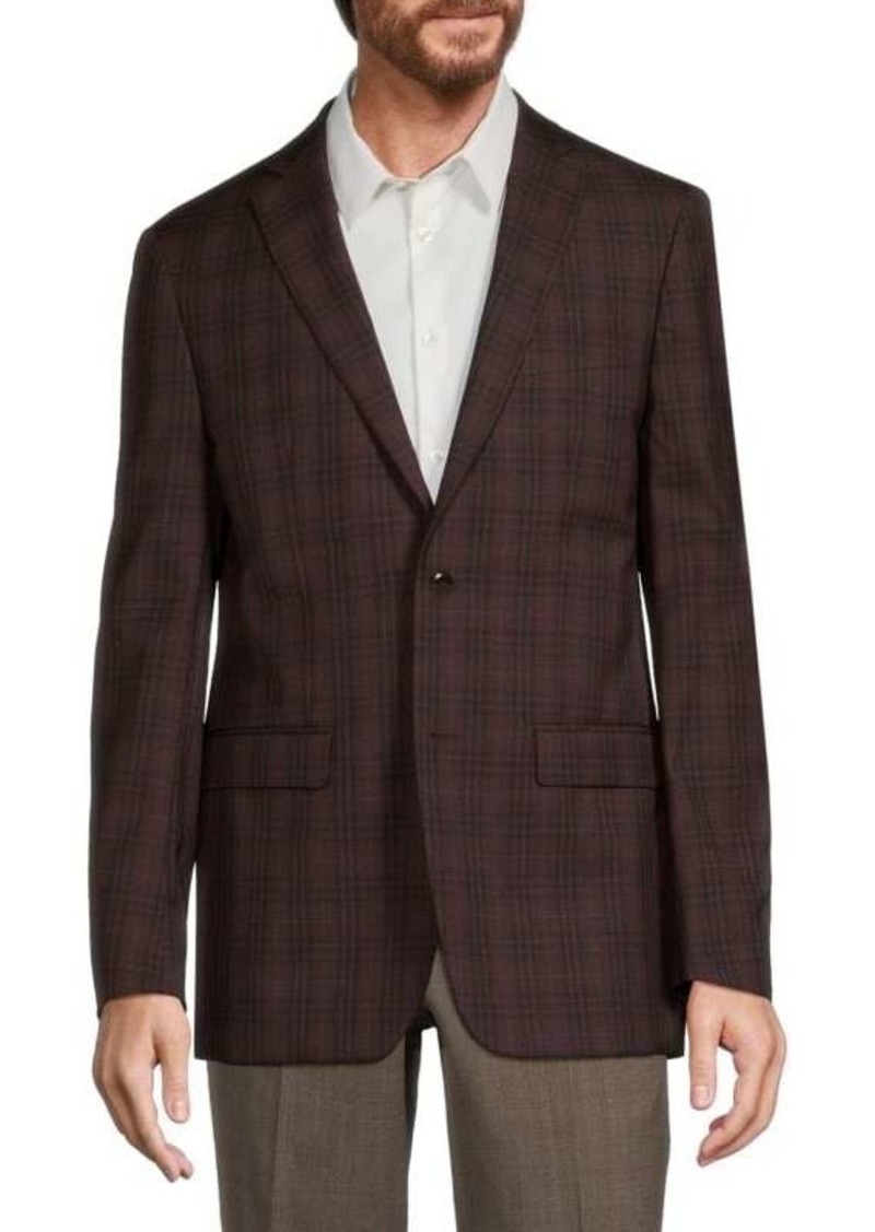 Michael Kors Classic Fit Plaid Wool Blend Blazer