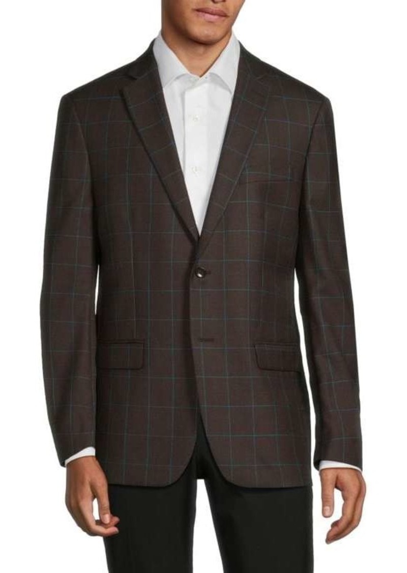 Michael Kors Classic Fit Windowpane Check Wool Blend Sportcoat