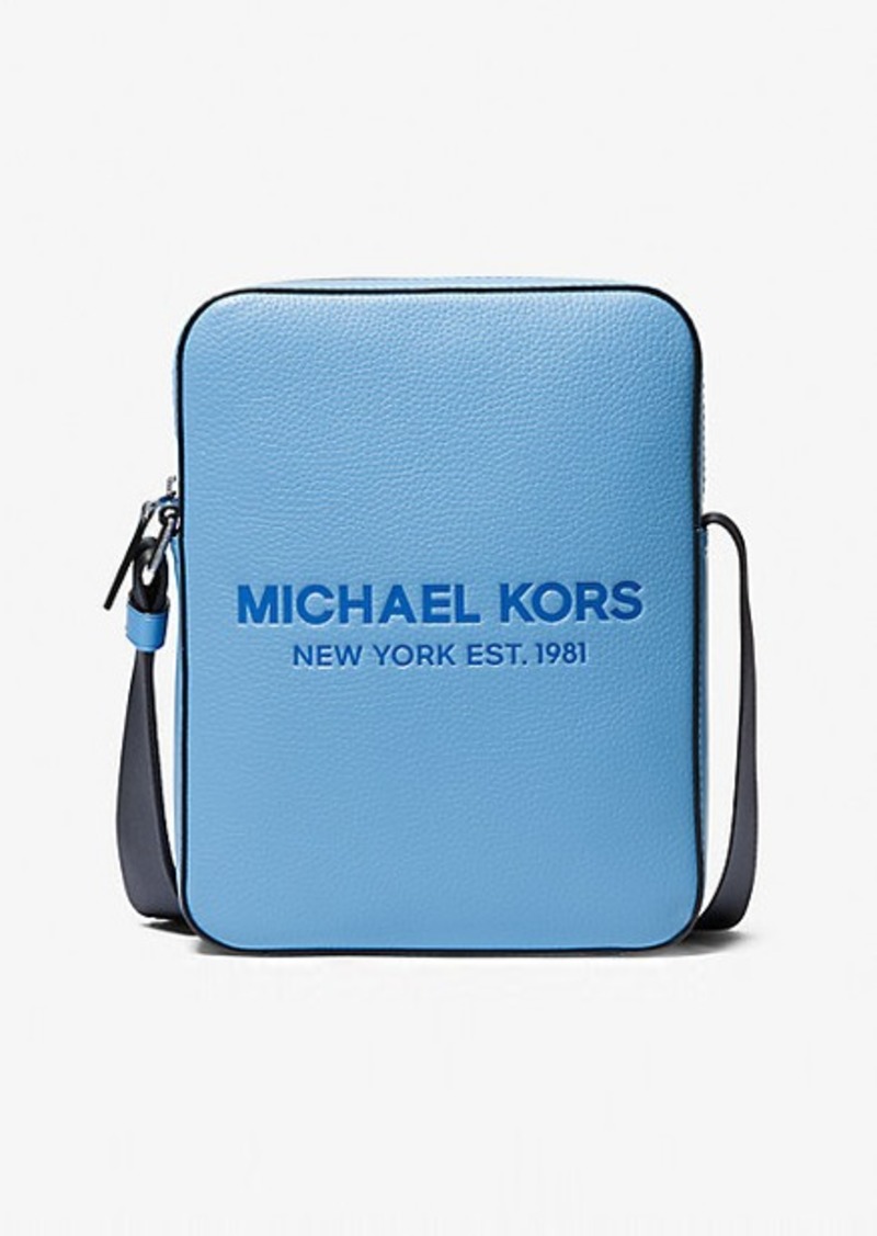 Michael Kors Cooper Logo Embossed Pebbled Leather Flight Bag