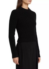 Michael Kors Corallina Cropped Rib-Knit Crewneck Sweater