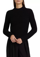 Michael Kors Corallina Cropped Rib-Knit Crewneck Sweater