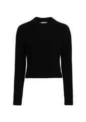 Michael Kors Corallina Cropped Rib-Knit Crewneck Sweater