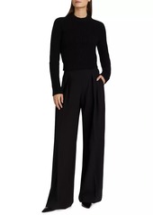 Michael Kors Corallina Cropped Rib-Knit Crewneck Sweater