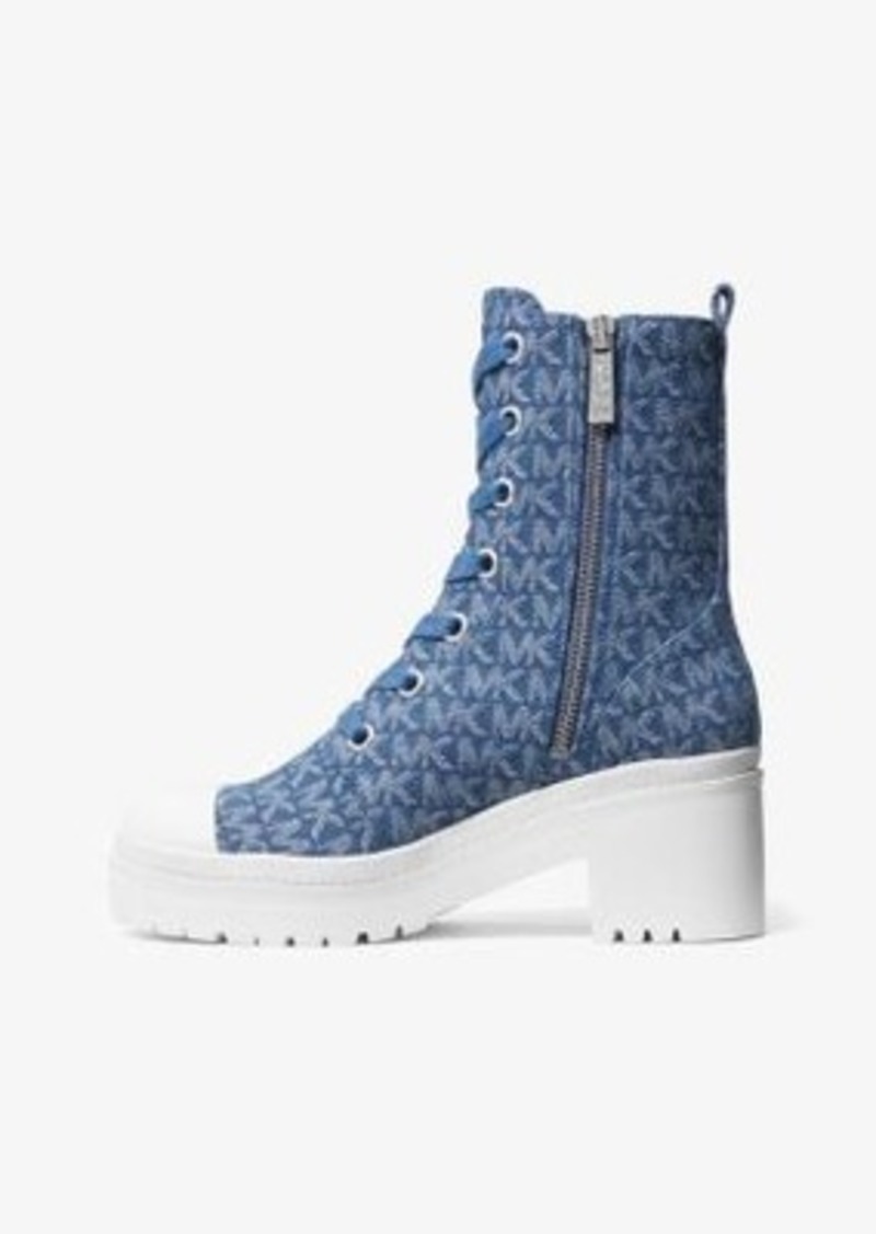 Michael Kors Corey Denim Logo Jacquard Combat Boot | Shoes