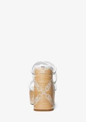 Michael Kors Corrine Empire Logo Jacquard Straw Platform Sandal