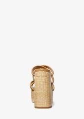 Michael Kors Corrine Leather and Straw Platform Sandal