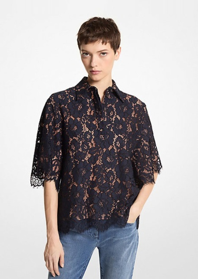 Michael Kors Cotton Blend Floral Lace Shirt