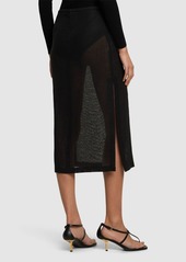 Michael Kors Crepe Side Slit Midi Skirt