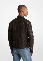 Michael Kors Crinkled Leather Biker Jacket