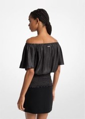 Michael Kors Crinkled Satin Off-The-Shoulder Top