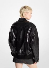 Michael Kors Crocodile Embossed Bomber Jacket