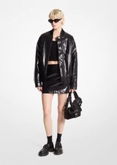 Michael Kors Crocodile Embossed Bomber Jacket