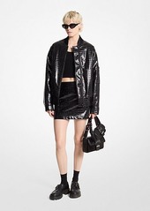 Michael Kors Crocodile Embossed Bomber Jacket