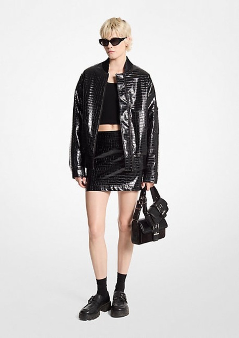 Michael Kors Crocodile Embossed Bomber Jacket