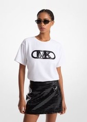 Michael Kors Crocodile Embossed Empire Monogram Stretch Cotton T-Shirt