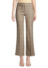 Michael Kors Cropped Stretch Wool Plaid Trousers