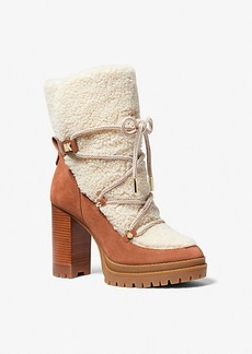 Michael Kors Culver Sherpa and Nubuck Lace-Up Boot