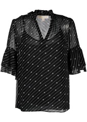 MICHAEL Michael Kors diagonal striped layered blouse