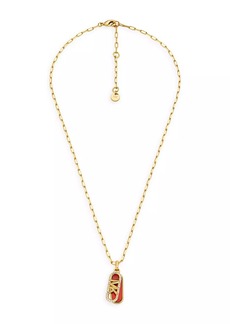 Michael Kors Dog Tag 14K Gold-Plated, Enamel & Cubic ZIrconia Pendant Necklace