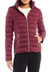 Michael Kors Down Packable Jacket Coat With Removable Hood In Dark Ruby