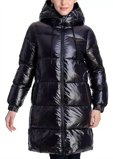 Michael Kors Down Shiny Hooded Puffer Coat in Black