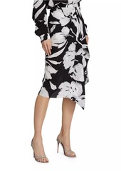 Michael Kors Draped Floral Silk Skirt