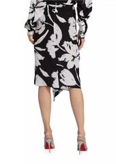 Michael Kors Draped Floral Silk Skirt