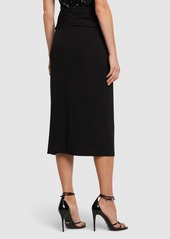 Michael Kors Draped Matte Viscose Jersey Midi Skirt