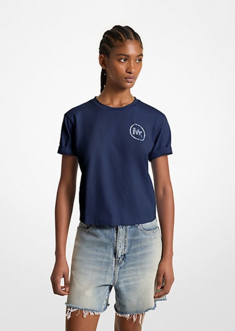 Michael Kors Embellished Logo Organic Cotton T-Shirt