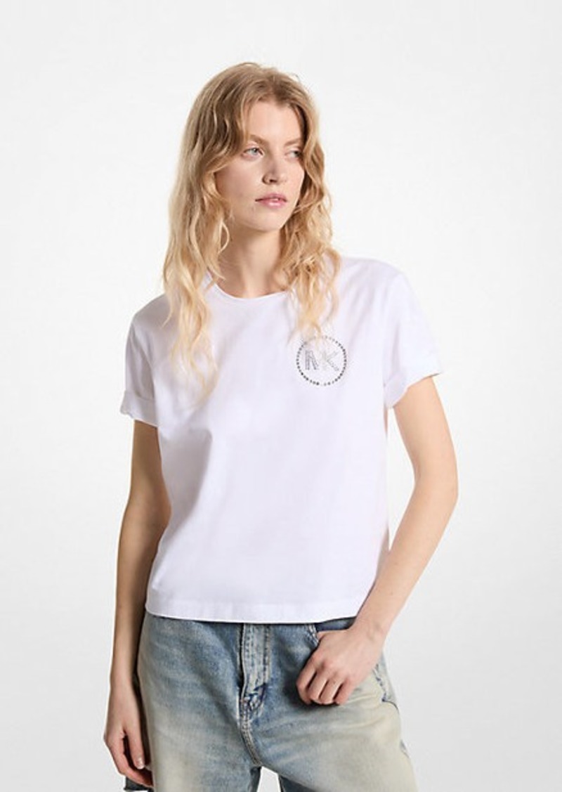 Michael Kors Embellished Logo Organic Cotton T-Shirt