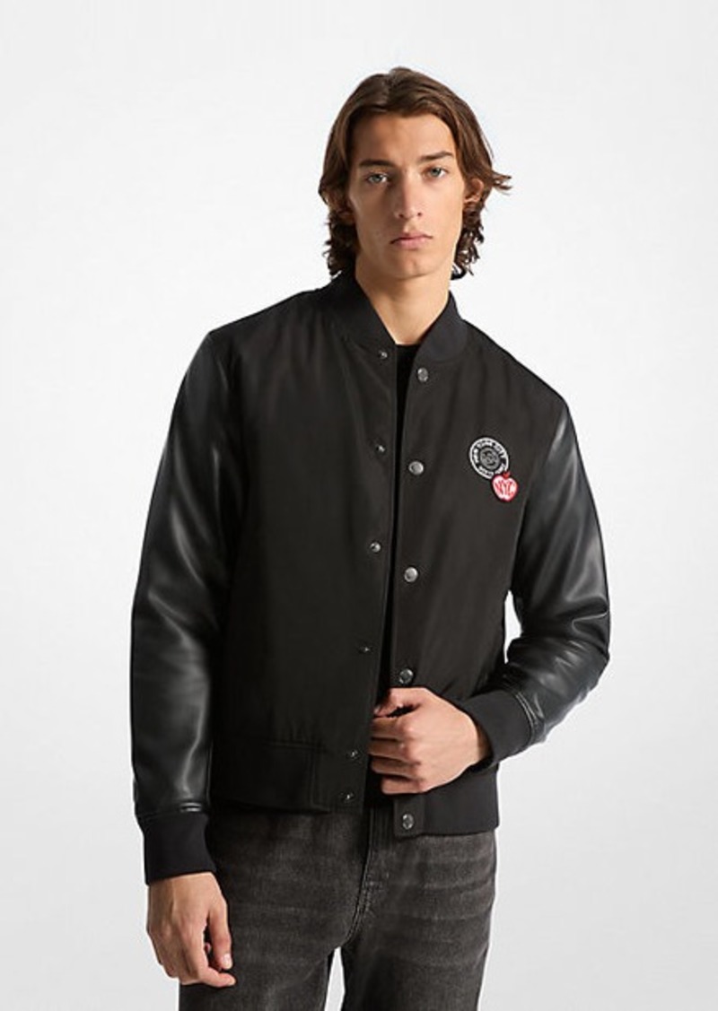 Michael Kors Embellished Mixed-Media Varsity Jacket