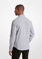 Michael Kors Empire Logo Pinstripe Stretch Organic Cotton Oxford Shirt