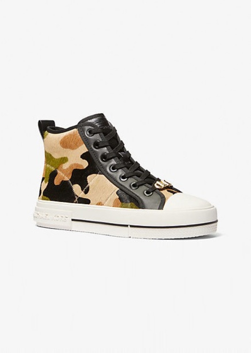 Michael Kors Evy Camouflage Print Calf Hair High-Top Sneaker