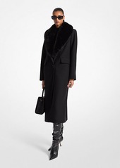 Michael Kors Faux Fur Collar Wool Blend Coat