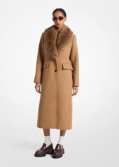 Michael Kors Faux Fur Collar Wool Blend Coat