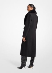 Michael Kors Faux Fur Collar Wool Blend Coat