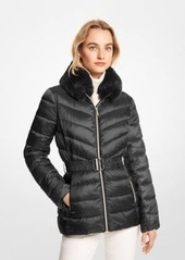 Michael Kors Faux Fur Trim Quilted Nylon Packable Puffer Jacket