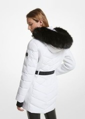 Michael Kors Faux Fur Trim Quilted Puffer Coat