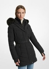 Michael Kors Faux Fur Trim Quilted Puffer Coat