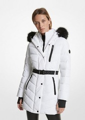 Michael Kors Faux Fur Trim Quilted Puffer Coat