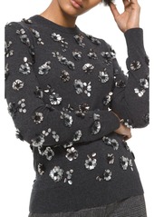Michael Kors Floral Embellished Cashmere Pullover