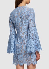 Michael Kors Floral Lace Cotton Blend Mini Dress