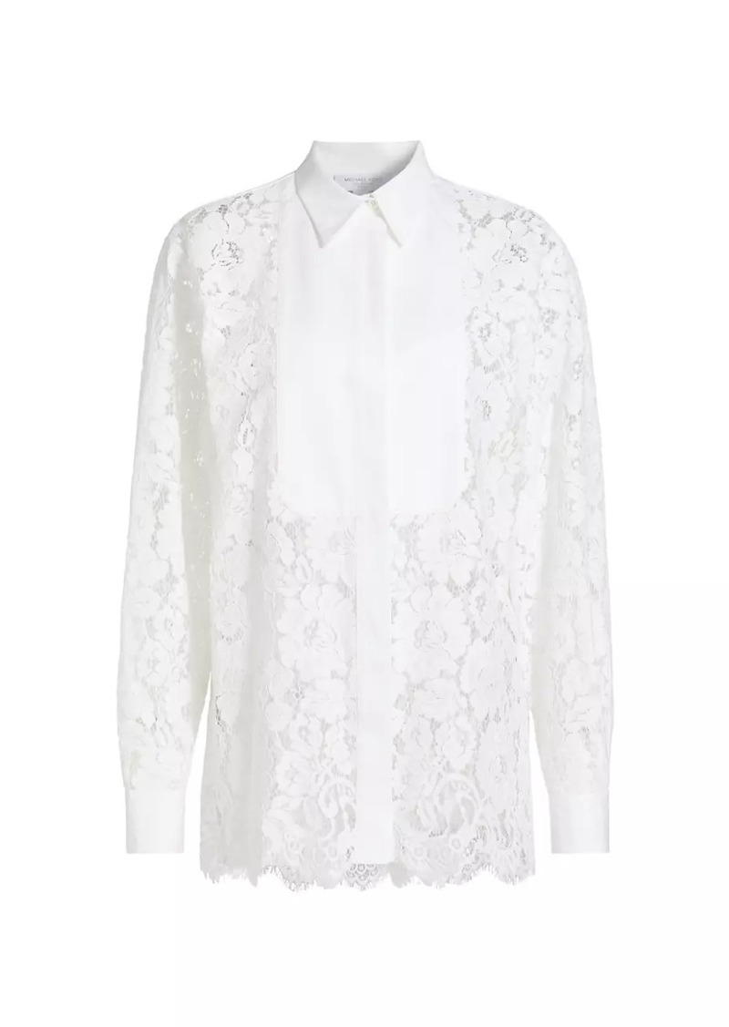 Michael Kors Floral Lace Tuxedo Shirt