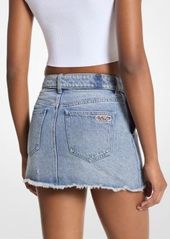 Michael Kors Frayed Denim Mini Skirt