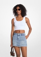 Michael Kors Frayed Denim Mini Skirt