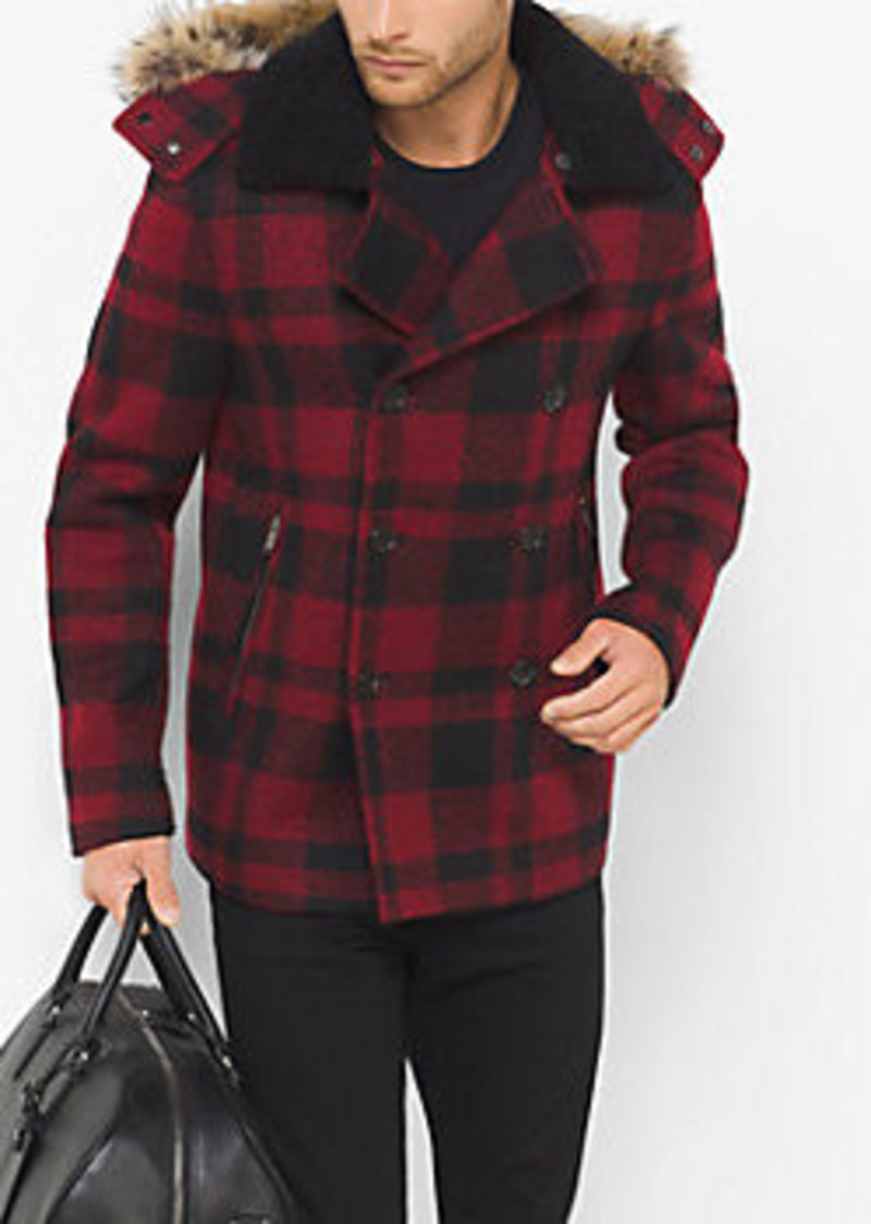 buffalo plaid pea coat