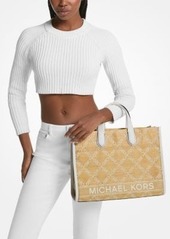 Michael Kors Gigi Large Empire Logo Jacquard Straw Tote Bag